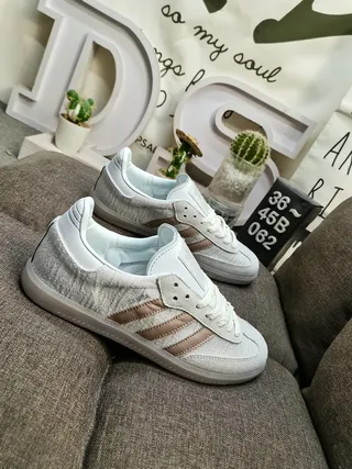 Adidas Samba OG Light Gray Beige Three-Stripe Lifestyle Sneakers 9