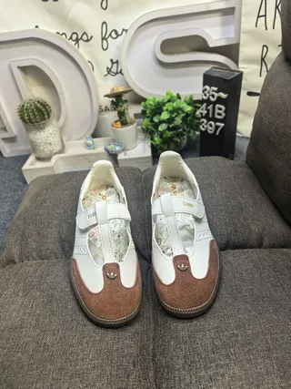 Adidas Samba OG White Brown Gold Floral Embroidery Lifestyle Sneakers 10