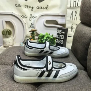 Adidas Samba White and Black Laceless Mary Jane Lifestyle Sneakers