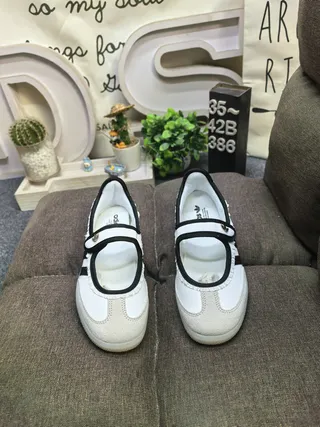 Adidas Samba White and Black Laceless Mary Jane Lifestyle Sneakers 10