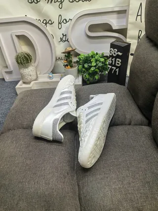 Adidas Samba White and Silver Metallic Lifestyle Sneakers 6