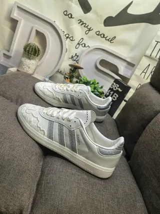 Adidas Samba White and Silver Metallic Lifestyle Sneakers 7