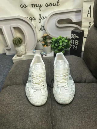 Adidas Samba White and Silver Metallic Lifestyle Sneakers 10