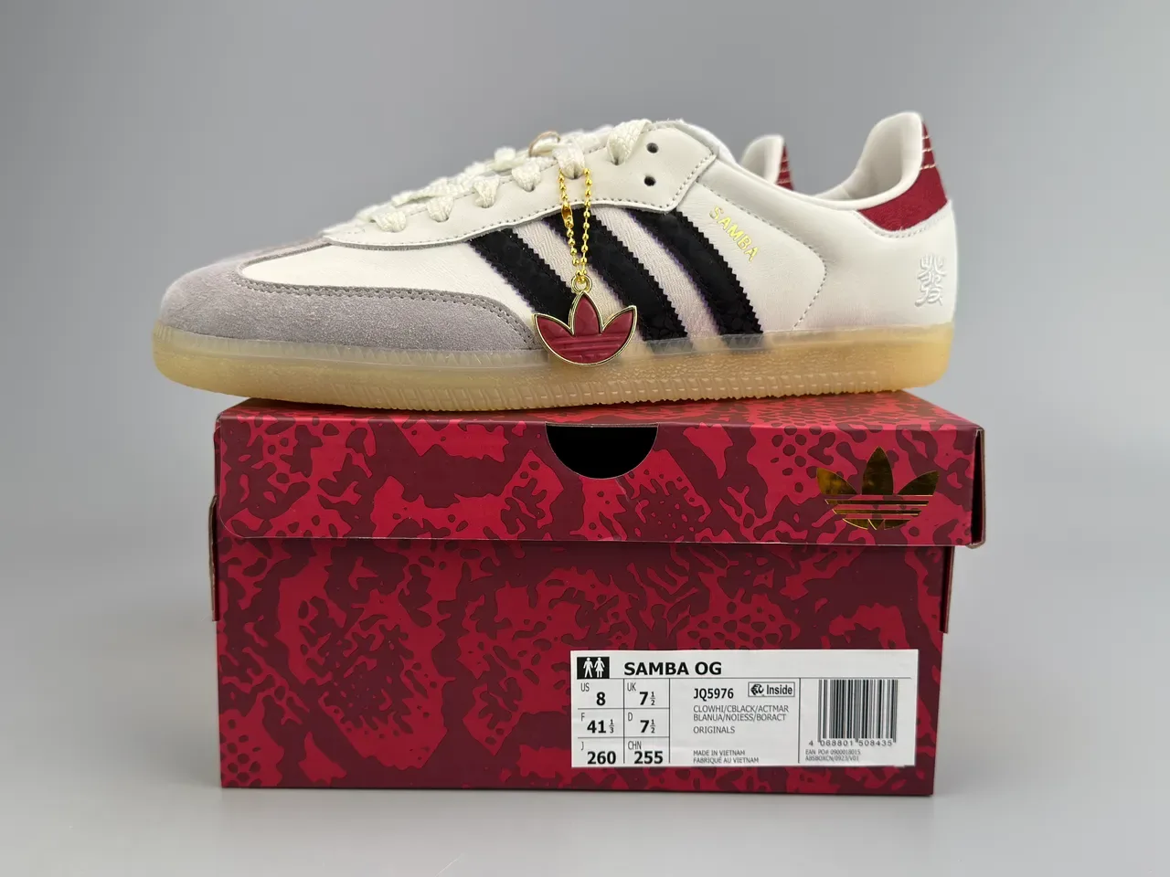 Adidas Samba White Black Gray Maroon Lifestyle Sneakers 4