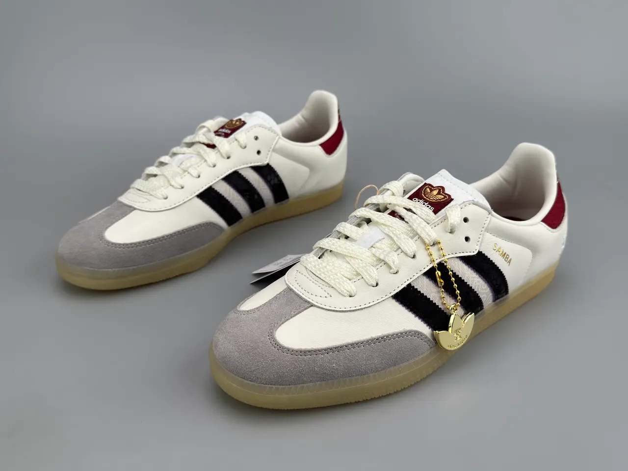 Adidas Samba White Black Gray Maroon Lifestyle Sneakers 5