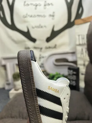 Adidas Samba White Black Slip-On Mule Three-Stripe Side Panel Loafer 3