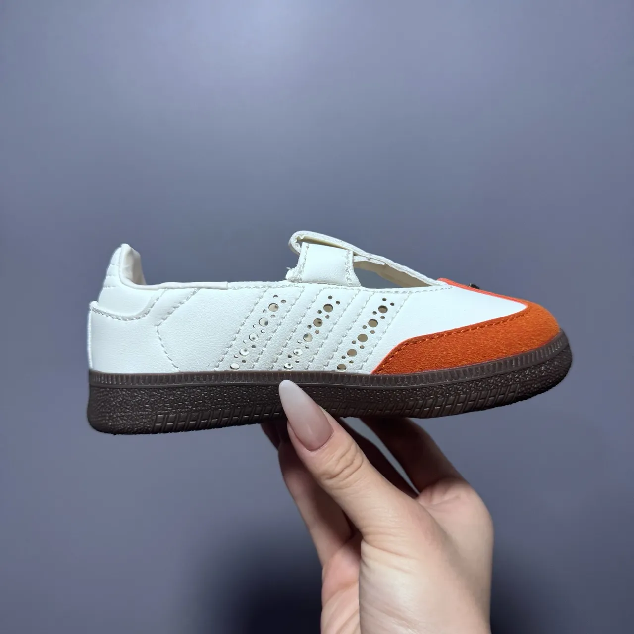 Adidas Samba Chaussures Mary Jane T-Strap Perforé Brogue Blanc Brun 10