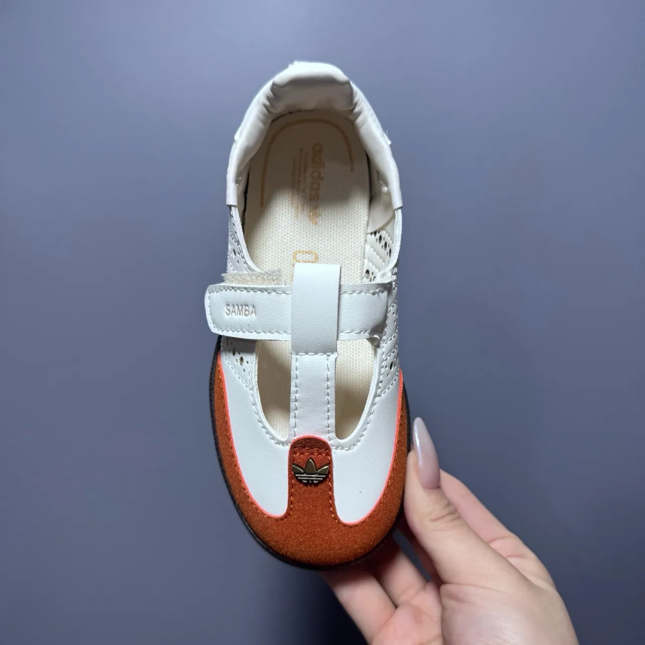 Adidas Samba Chaussures Mary Jane T-Strap Perforé Brogue Blanc Brun 13