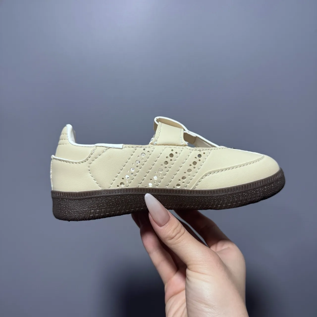 Adidas Samba Chaussures Mary Jane T-Strap Perforé Brogue Blanc Brun 19