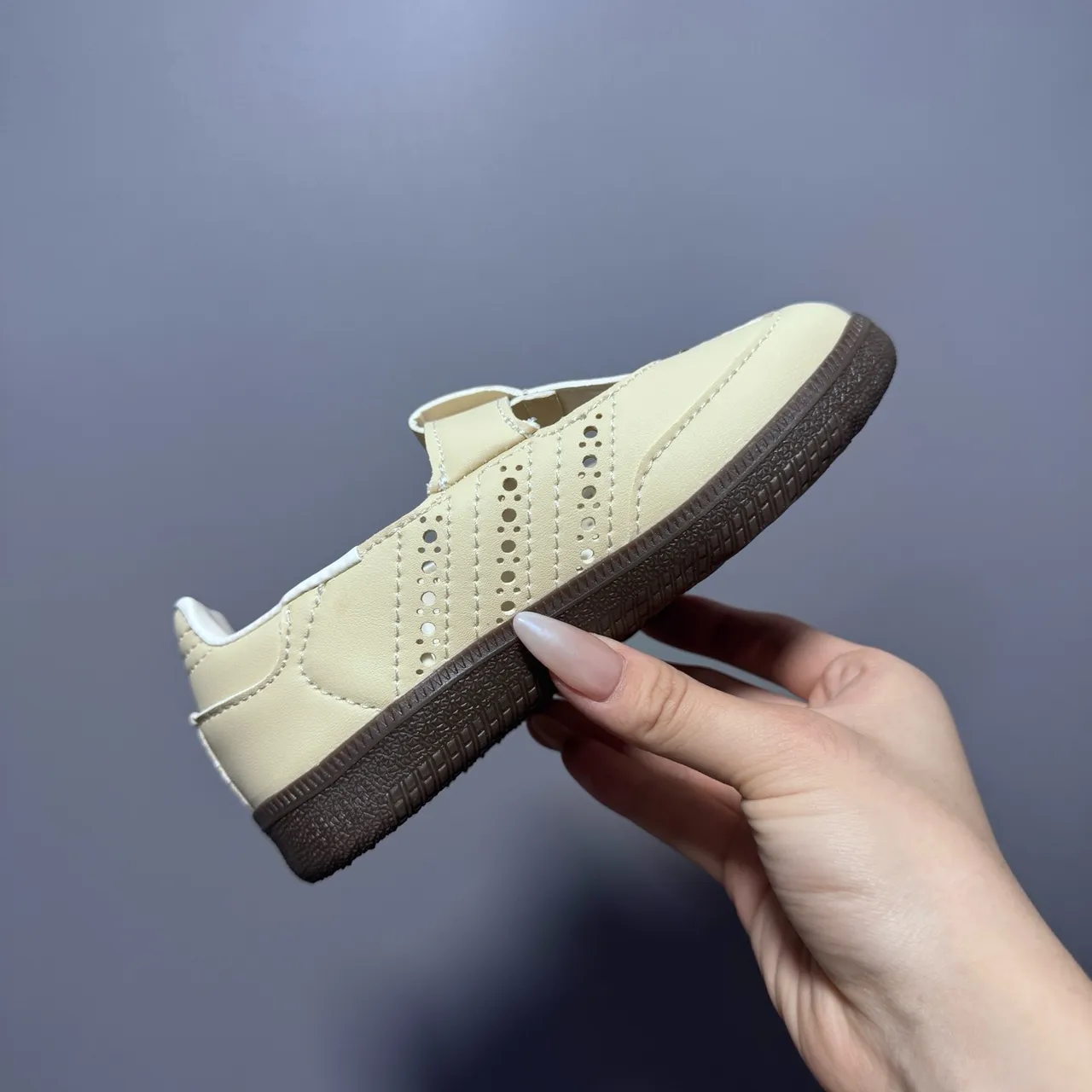 Adidas Samba Chaussures Mary Jane T-Strap Perforé Brogue Blanc Brun 20