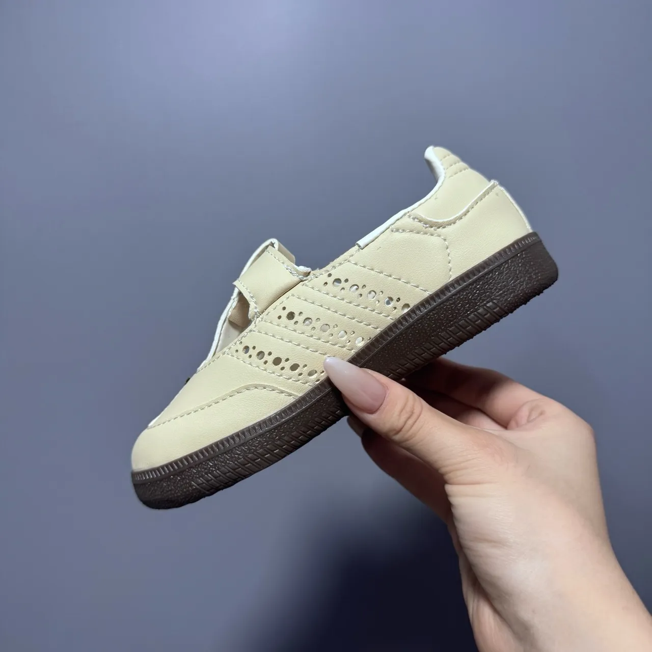 Adidas Samba Chaussures Mary Jane T-Strap Perforé Brogue Blanc Brun 21