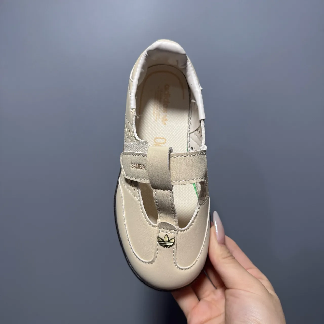 Adidas Samba Chaussures Mary Jane T-Strap Perforé Brogue Blanc Brun 22