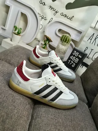 Adidas Samba सफेद लाल काला Gum लाइफस्टाइल स्नीकर 9
