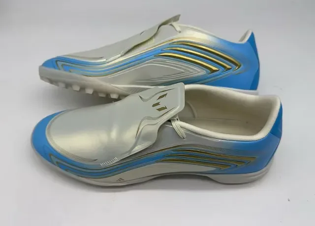 Adidas Chaussures de Football Turf Argent Bleu Sans Lacets Slip-On Tige Métallique 2
