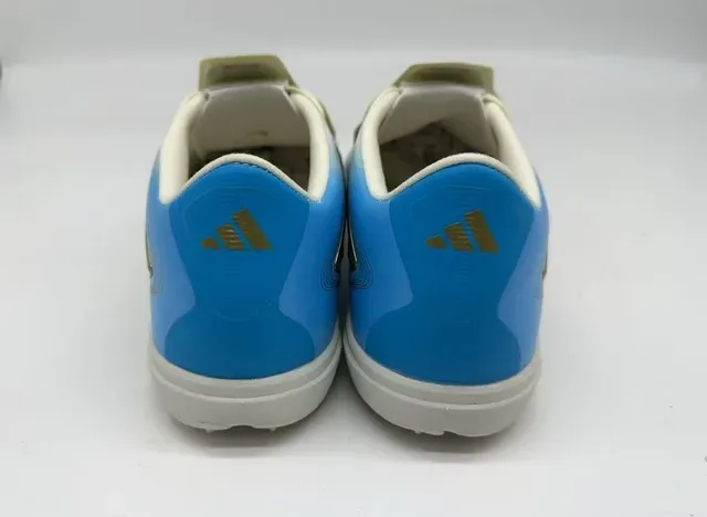 Adidas Chaussures de Football Turf Argent Bleu Sans Lacets Slip-On Tige Métallique 3