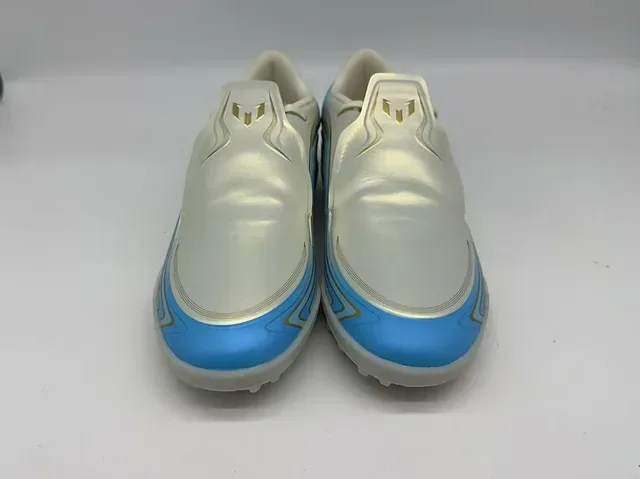 Adidas Chaussures de Football Turf Argent Bleu Sans Lacets Slip-On Tige Métallique 4