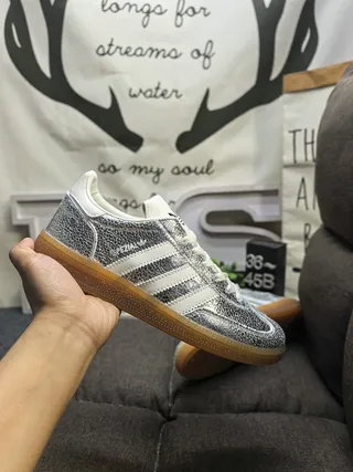 Adidas Silver White Metallic Upper Leather Accents Lifestyle Sneakers 5