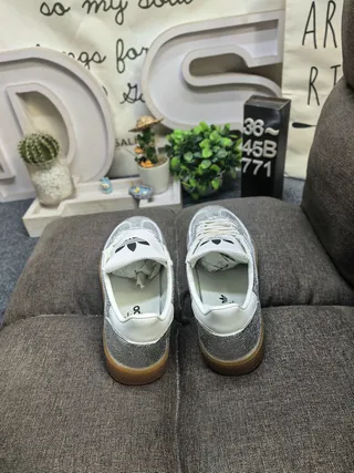 Adidas Silver White Metallic Upper Leather Accents Lifestyle Sneakers 8