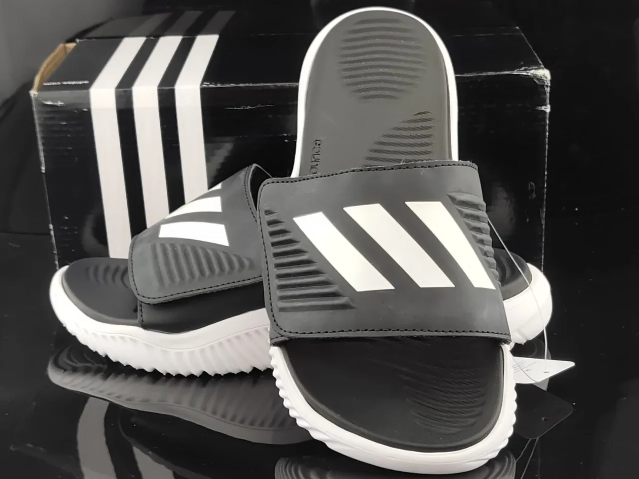 Adidas Slide Black and White Slipper 4