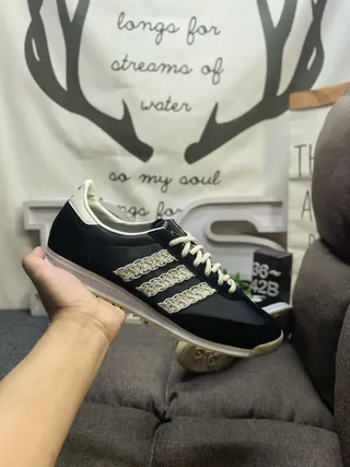 Adidas Spezial Black and Cream Woven Stripe Lifestyle Sneakers 5