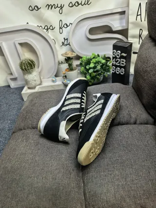 Adidas Spezial Black and Cream Woven Stripe Lifestyle Sneakers 6