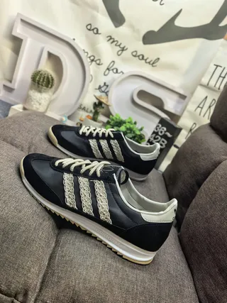 Adidas Spezial Black and Cream Woven Stripe Lifestyle Sneakers 7