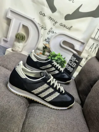 Adidas Spezial Black and Cream Woven Stripe Lifestyle Sneakers 9