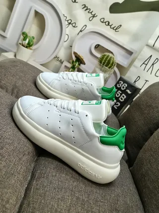 Adidas Stan Smith White and Green Lifestyle Sneakers 7