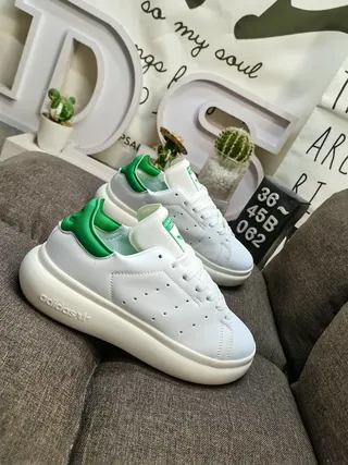 Adidas Stan Smith White and Green Lifestyle Sneakers 9