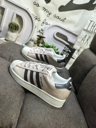 Adidas Superstar Beige and Black Lifestyle Sneakers 7