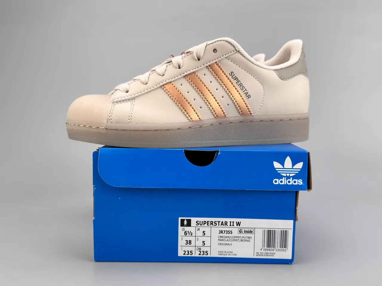 Adidas Superstar Beige Gold Shell-Toe Metallic Three Stripes Lifestyle Sneakers 2
