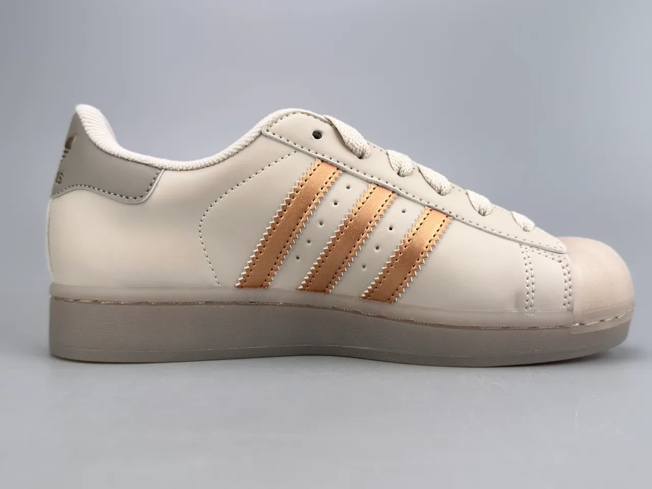 Adidas Superstar Beige Gold Shell-Toe Metallic Three Stripes Lifestyle Sneakers 10