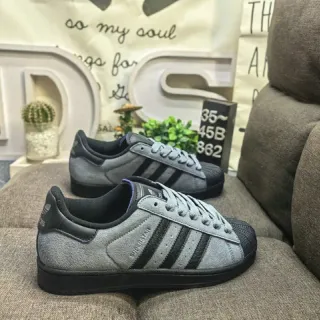Adidas Superstar Gray and Black Lifestyle Sneakers