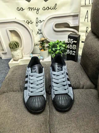 Adidas Superstar Gray and Black Lifestyle Sneakers 10