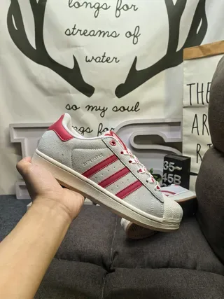 Adidas Superstar Gray and Red Lifestyle Sneakers 5