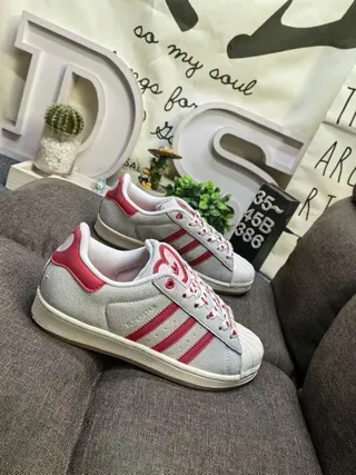 Adidas Superstar Gray and Red Lifestyle Sneakers 9