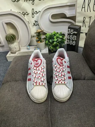 Adidas Superstar Gray and Red Lifestyle Sneakers 10