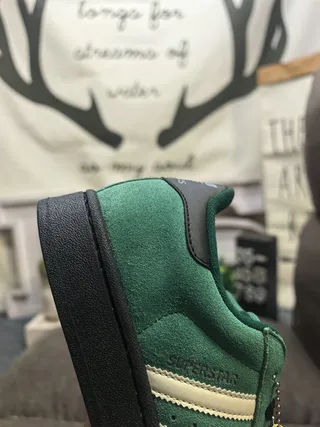 Adidas Superstar Green Suede Shell Toe Lifestyle Sneakers 3