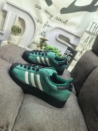 Adidas Superstar Green Suede Shell Toe Lifestyle Sneakers 7