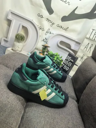 Adidas Superstar Green Suede Shell Toe Lifestyle Sneakers 9