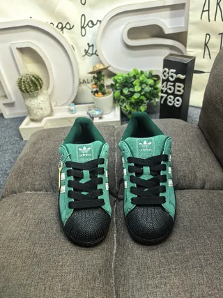 Adidas Superstar Green Suede Shell Toe Lifestyle Sneakers 10