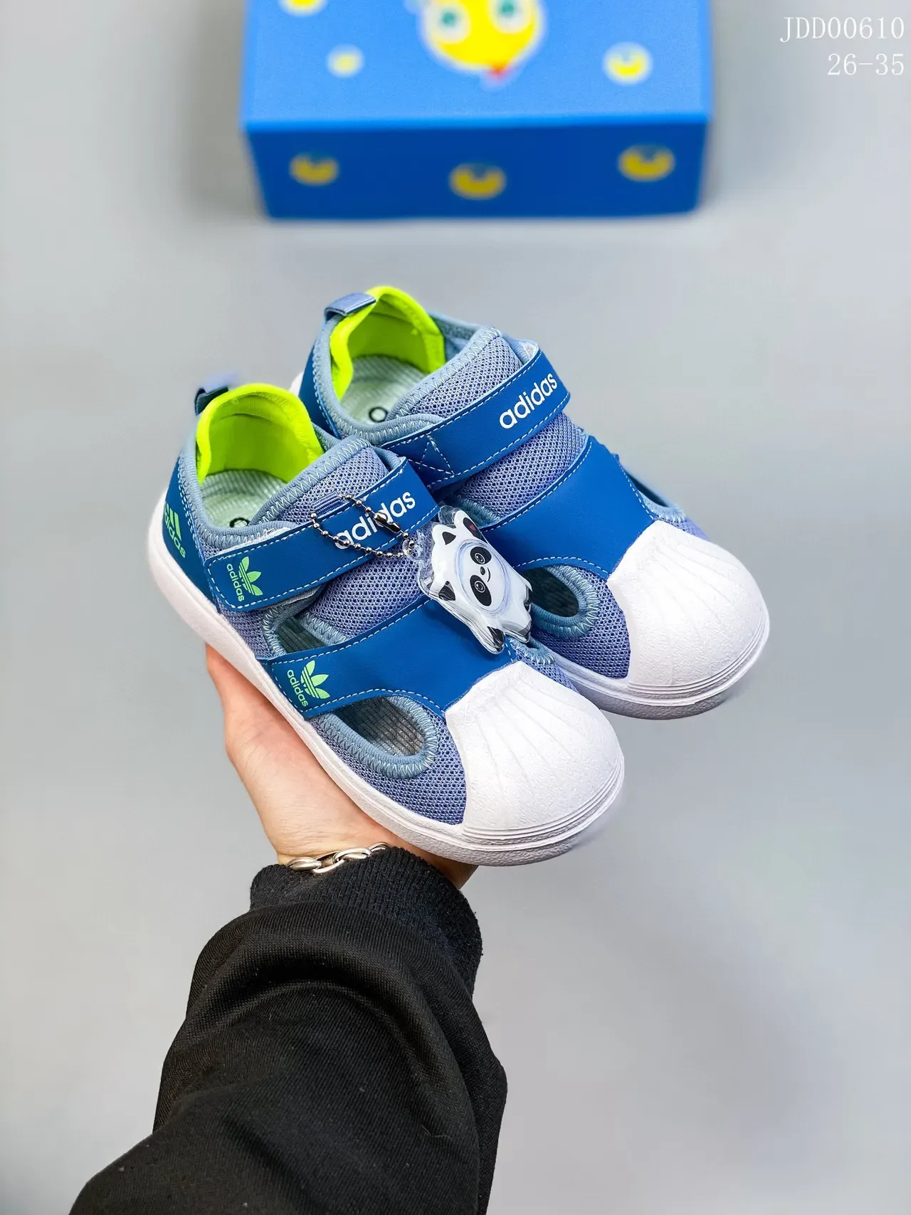 Adidas Superstar Kids Blue Red White Velcro Strap Lifestyle Sneakers 8