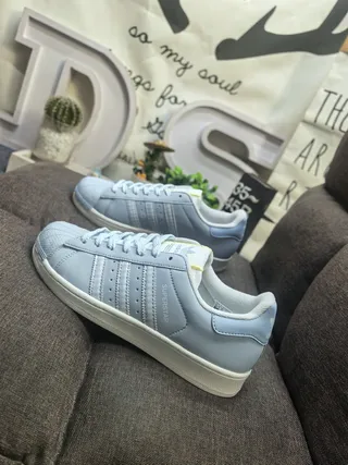 Adidas Superstar Light Blue Lifestyle Sneakers 7