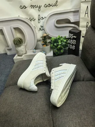 Adidas Superstar Off-White Quilted Stripe Lifestyle Sneakers 6