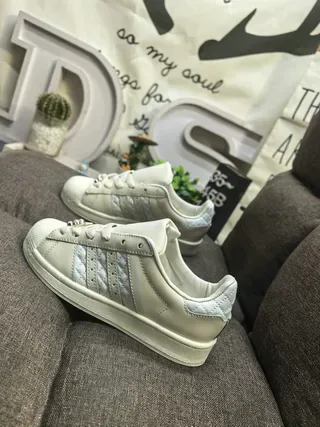 Adidas Superstar Off-White Quilted Stripe Lifestyle Sneakers 7