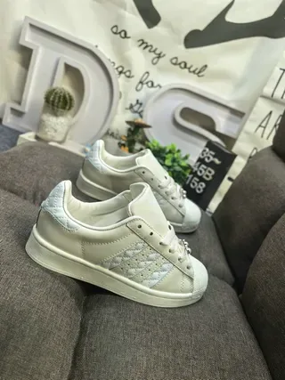 Adidas Superstar Off-White Quilted Stripe Lifestyle Sneakers 9