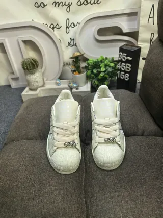 Adidas Superstar Off-White Quilted Stripe Lifestyle Sneakers 10