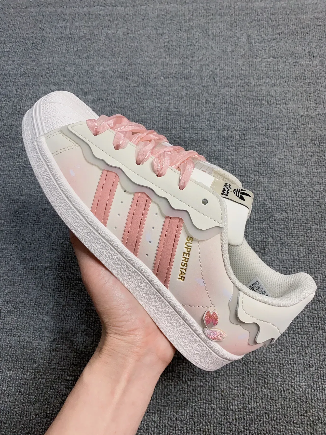 Adidas Superstar Pink Floral Wavy Collar Lifestyle Sneakers 2