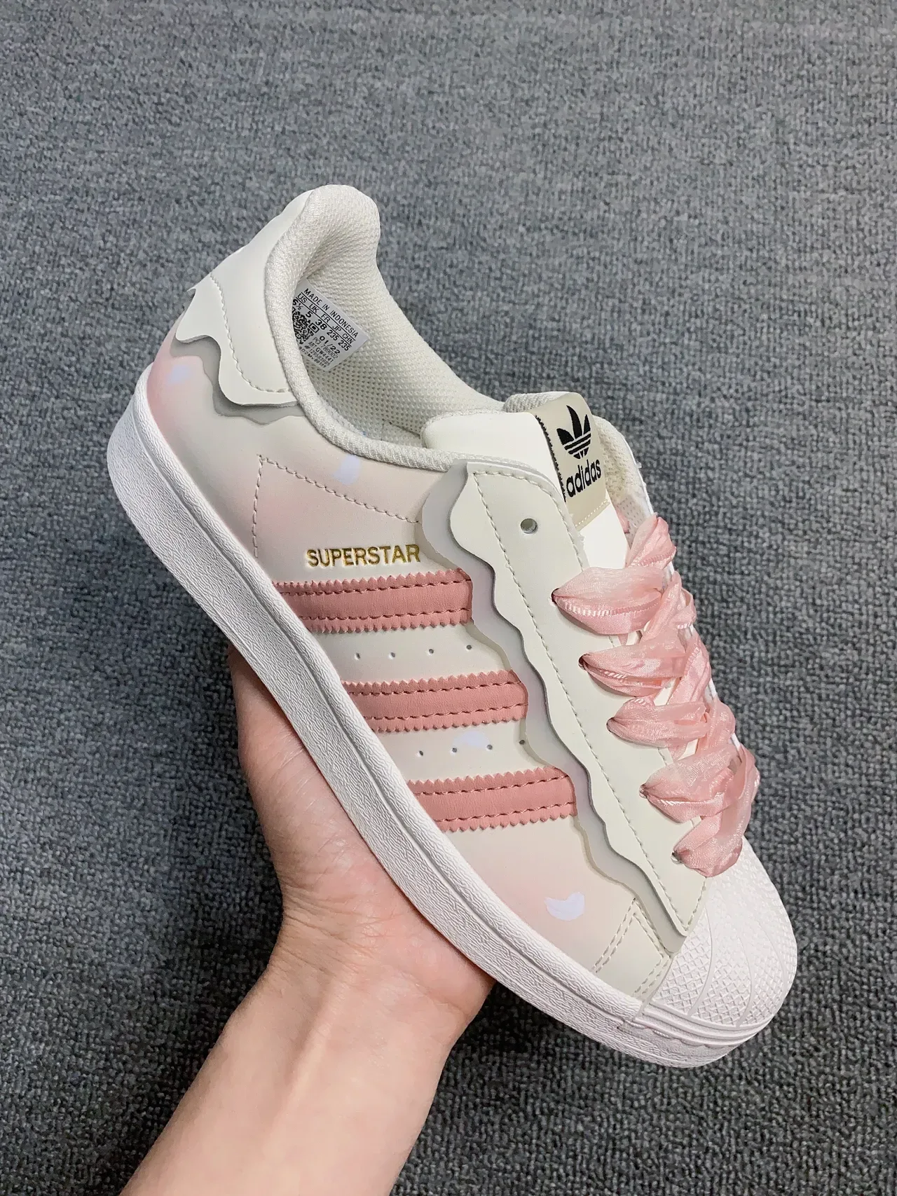 Adidas Superstar Pink Floral Wavy Collar Lifestyle Sneakers 5