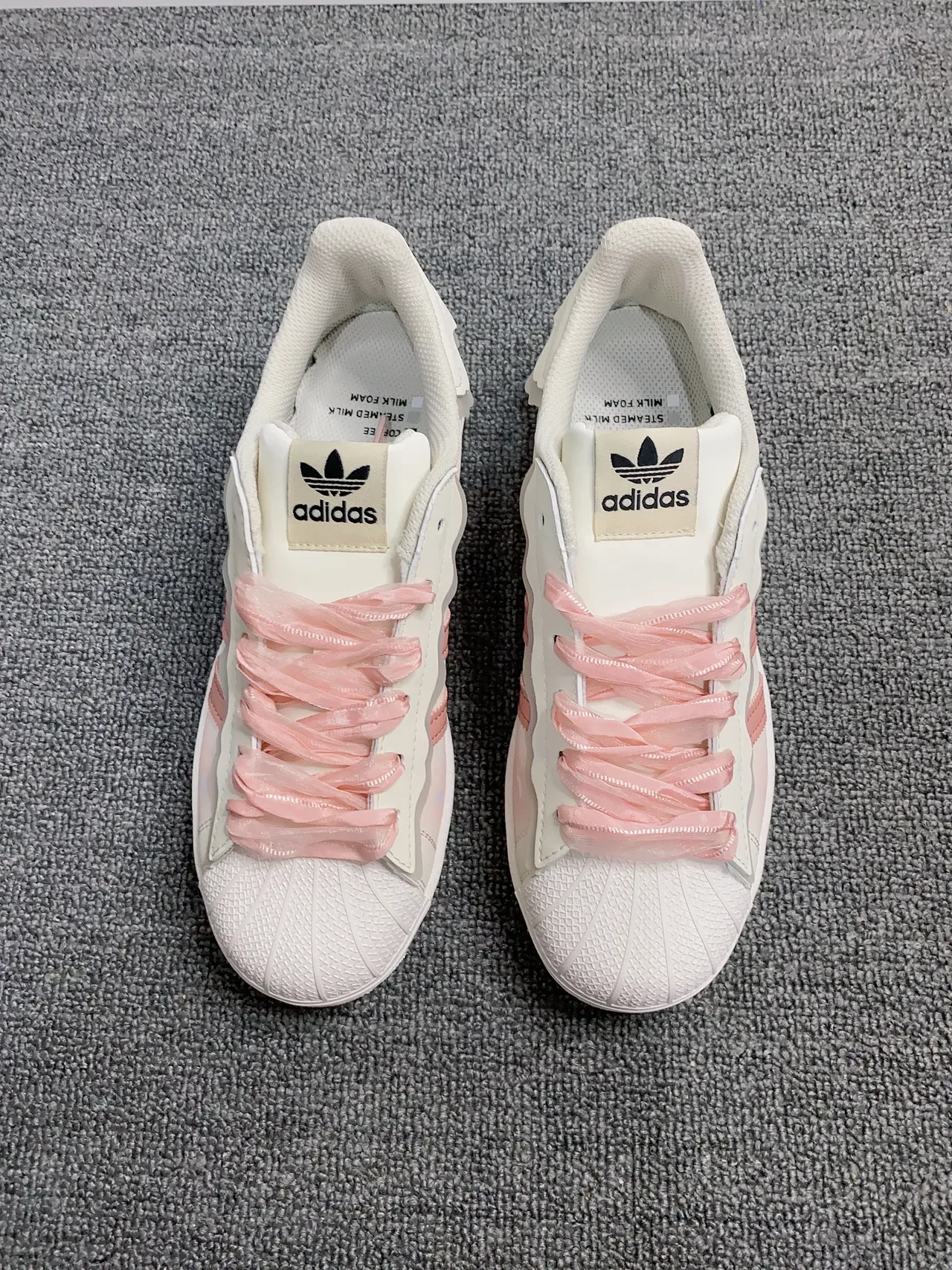 Adidas Superstar Pink Floral Wavy Collar Lifestyle Sneakers 6